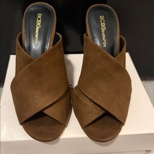 BCBGeneration Women's Tan Suede Mules